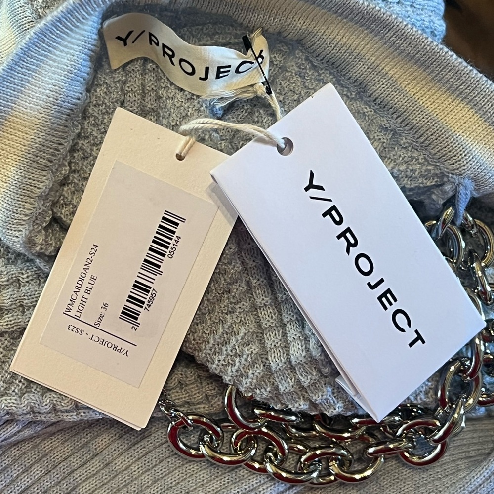 Y/Project Sweater Wool Chain Necklace Ruffle Cardigan Sz EU 36 US 4 - Picture 10 of 16